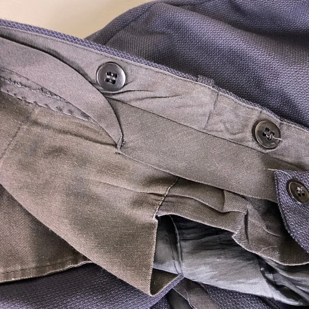 Vintage Dress Pants Trousers Men's 44x28 Navy Blue Pleated Front Relaxed‎ Fit